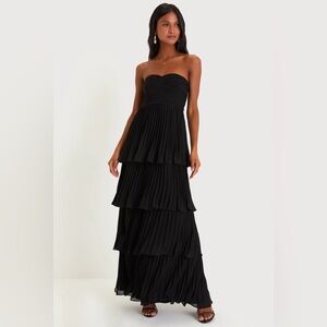 Lulu’s Black Strapless Tiered Maxi Dress - wedding guest dress